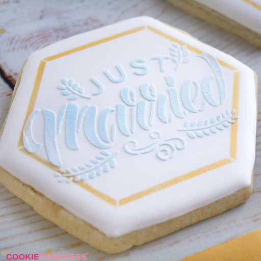 The Cookie Countess Stencil Just Married Stencil