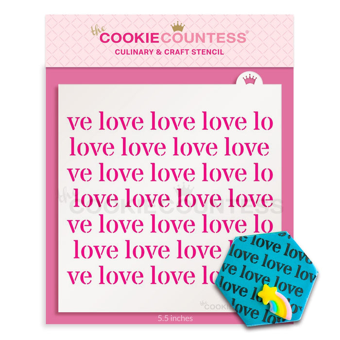 The Cookie Countess Stencil Love Repeat Pattern Stencil