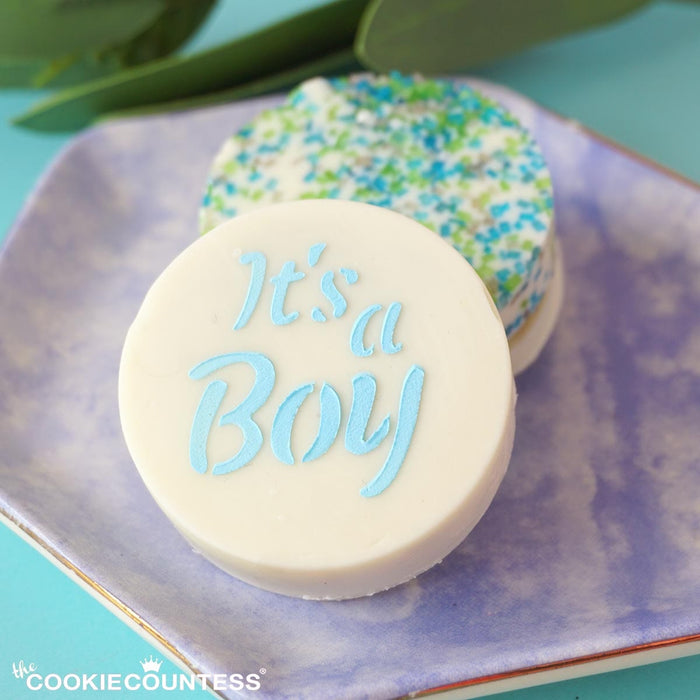 The Cookie Countess Stencil Macaron / Mini Stencil - It's a Boy
