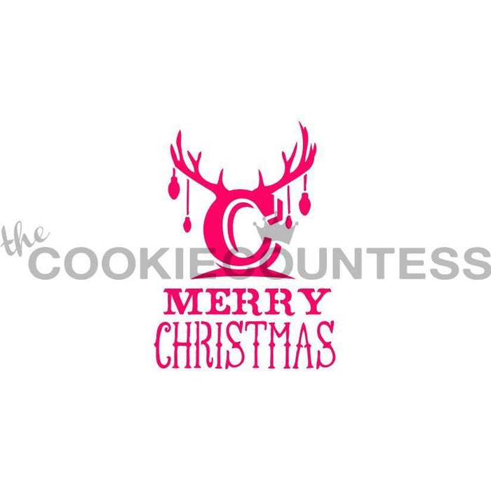 The Cookie Countess Stencil Merry Christmas & Antlers Stencil