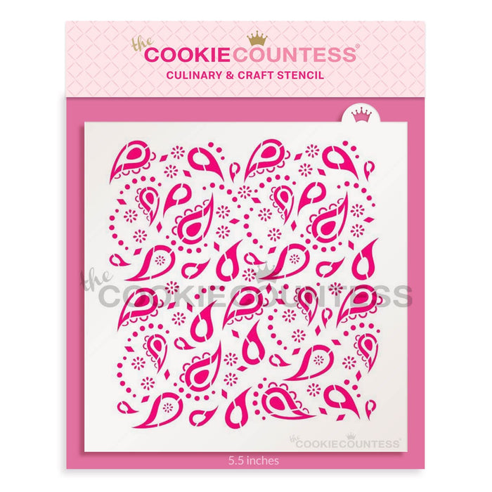 The Cookie Countess Stencil Mini Paisley Pattern Stencil