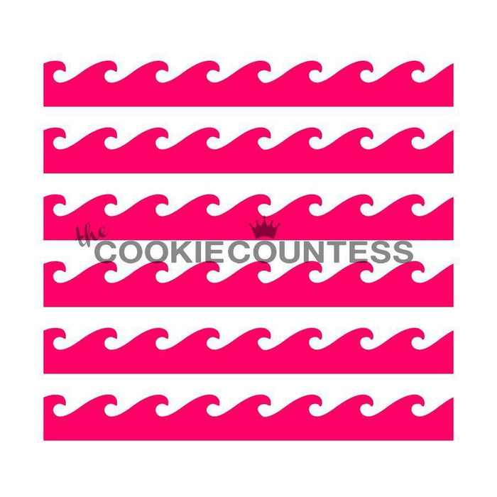 The Cookie Countess Stencil Ocean Waves Stencil