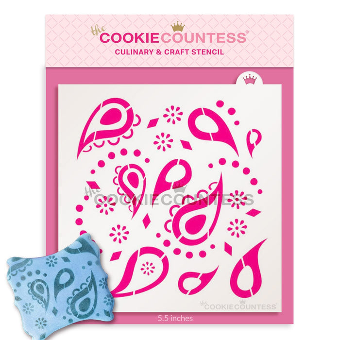 The Cookie Countess Stencil Paisley Pattern Stencil