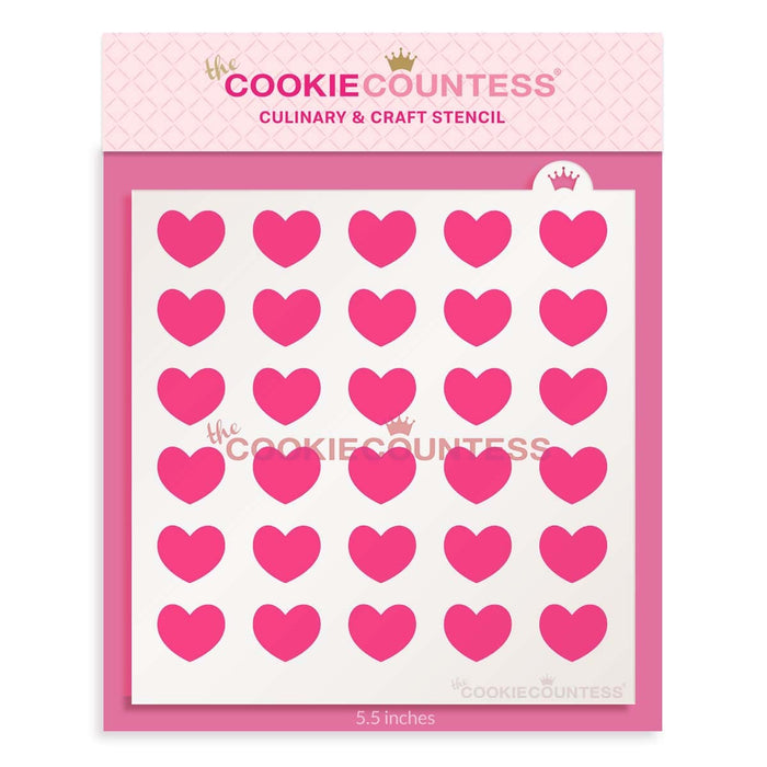 The Cookie Countess Stencil Puffy Hearts Pattern Stencil