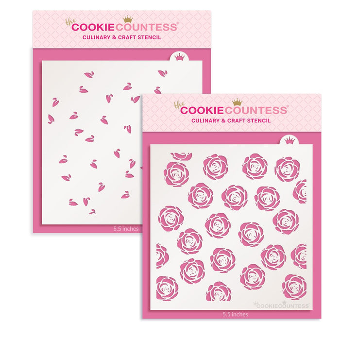 The Cookie Countess Stencil Roses 2 Piece Stencil