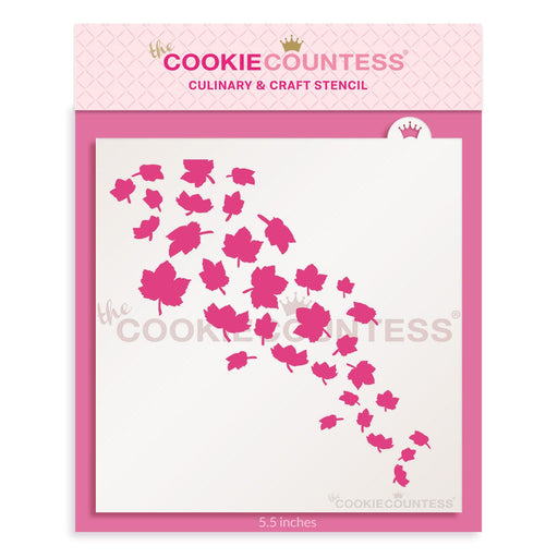 The Cookie Countess Stencil Scattered Maple Leaves Stencil