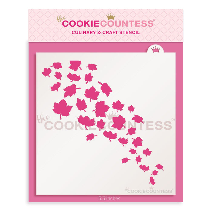 The Cookie Countess Stencil Scattered Maple Leaves Stencil