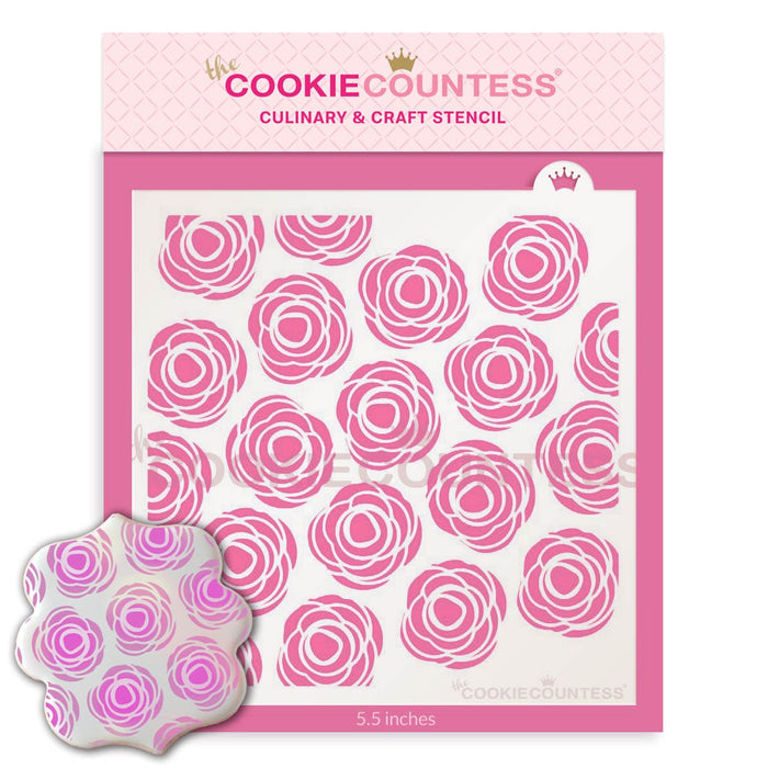 The Cookie Countess Stencil Scribble Roses Stencil