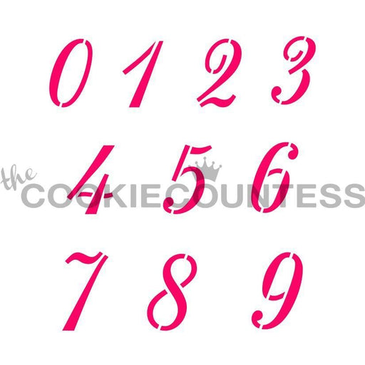 The Cookie Countess Stencil Script Numbers Stencil