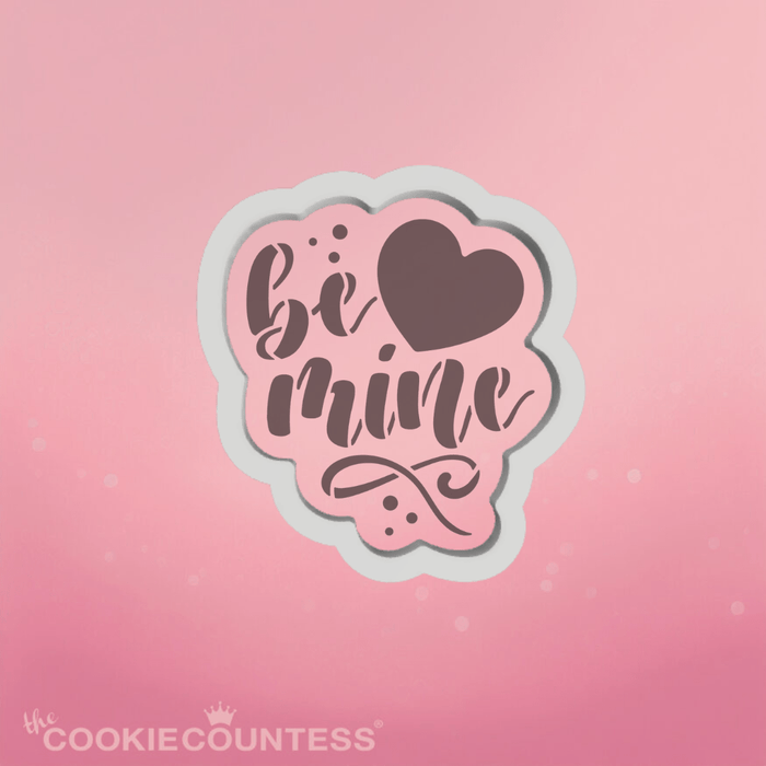 The Cookie Countess Stencil Stencil and Cookie Cutter Be Mine with Heart Stencil