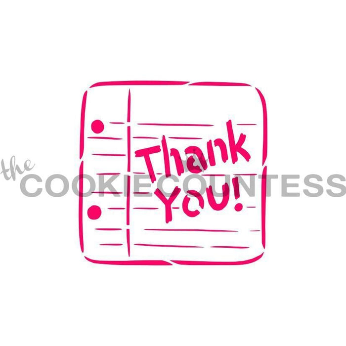 The Cookie Countess Stencil Thank You Note Stencil - Drawn by Krista