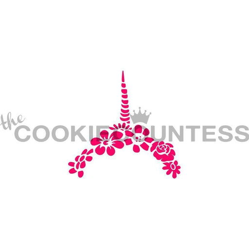The Cookie Countess Stencil Unicorn Horn and Flowers Stencil