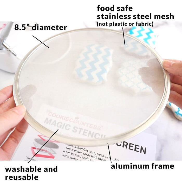 kapitomanio Cookie Stencil Holder, Cookie Stencils Decorating Kit for Royal  Icing Airbrush, Magnetic Stencil Frame Tools for Baking Biscuit Pastry