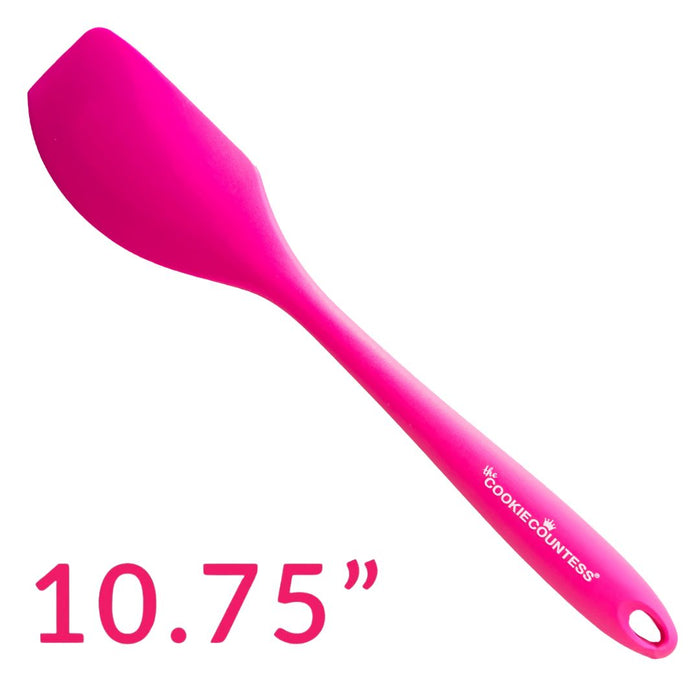The Cookie Countess Supplies Pink Large 10.75" Metal Core Silicone Spatula
