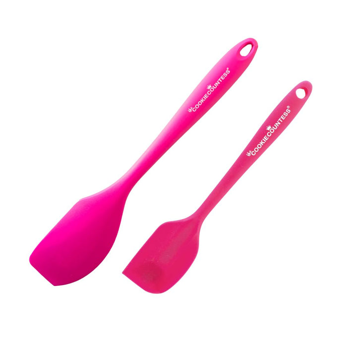 The Cookie Countess Supplies Pink Set of Both Sizes Metal Core Silicone Spatula