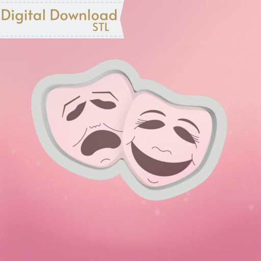 Theater Masks Cookie Cutter STL - The Cookie Countess