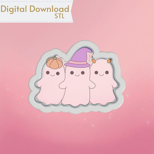 Three Friendly Ghosts Cookie Cutter STL - The Cookie Countess